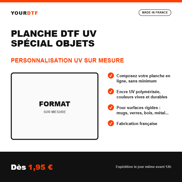 Créateur planche DTF UV spécial objets, personnalisation sur mesure - YourDtf