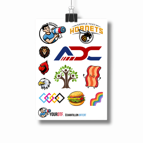 Planche dtf logos couleurs éclatantes marketing explosif - YourDtfYourDtf