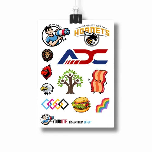 Planche dtf logos couleurs éclatantes marketing explosif - YourDtf