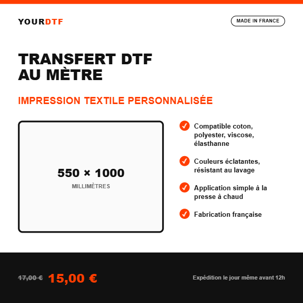 Transfert DTF au mètre, impression textile sur mesure - YourDtf